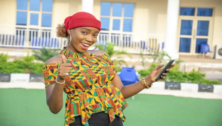 Woman happy after receiving loan.