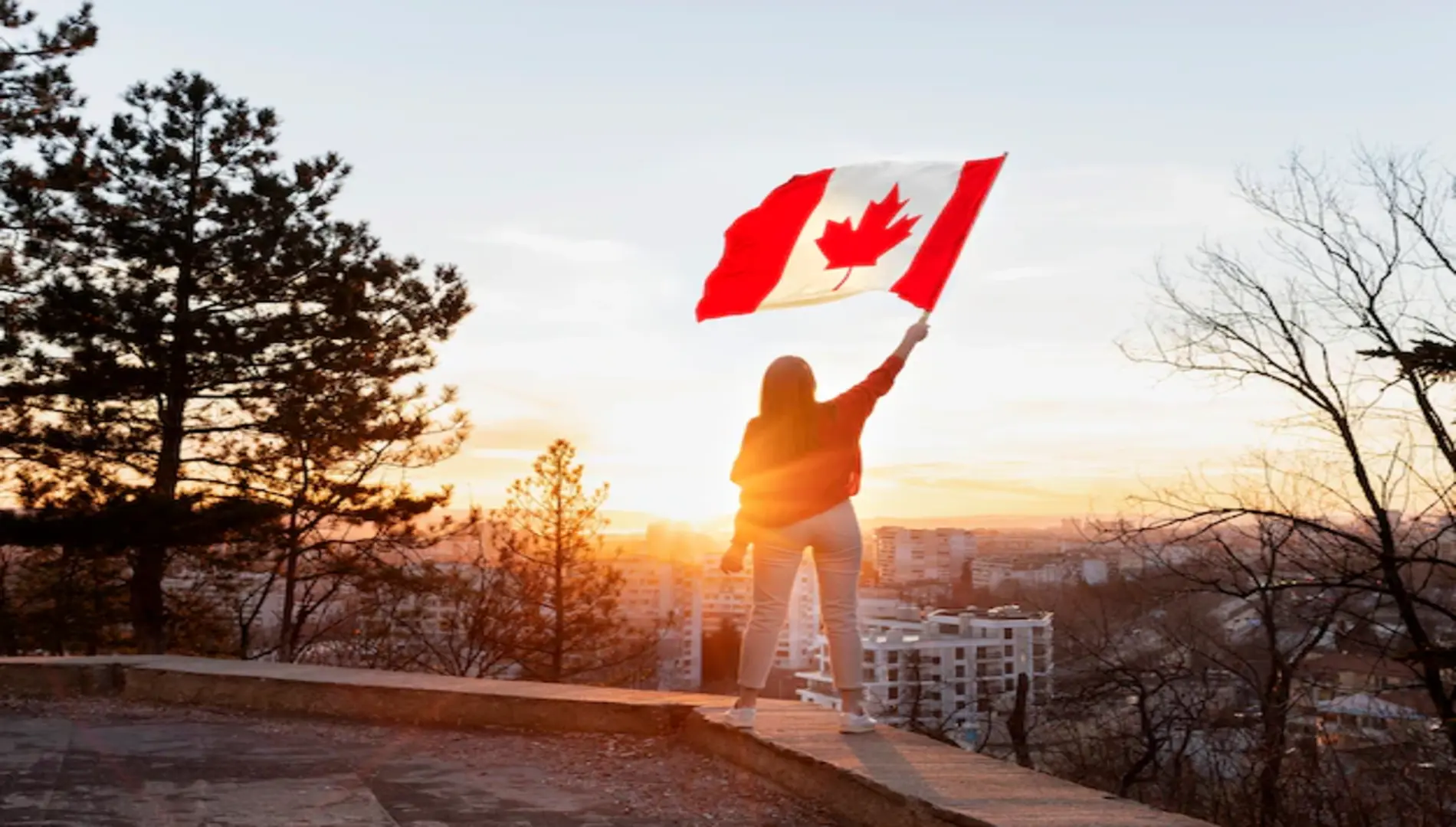 Canada's flag with a woman