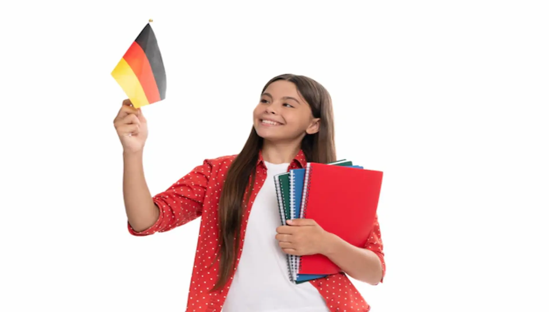 Germany flag with student holding books